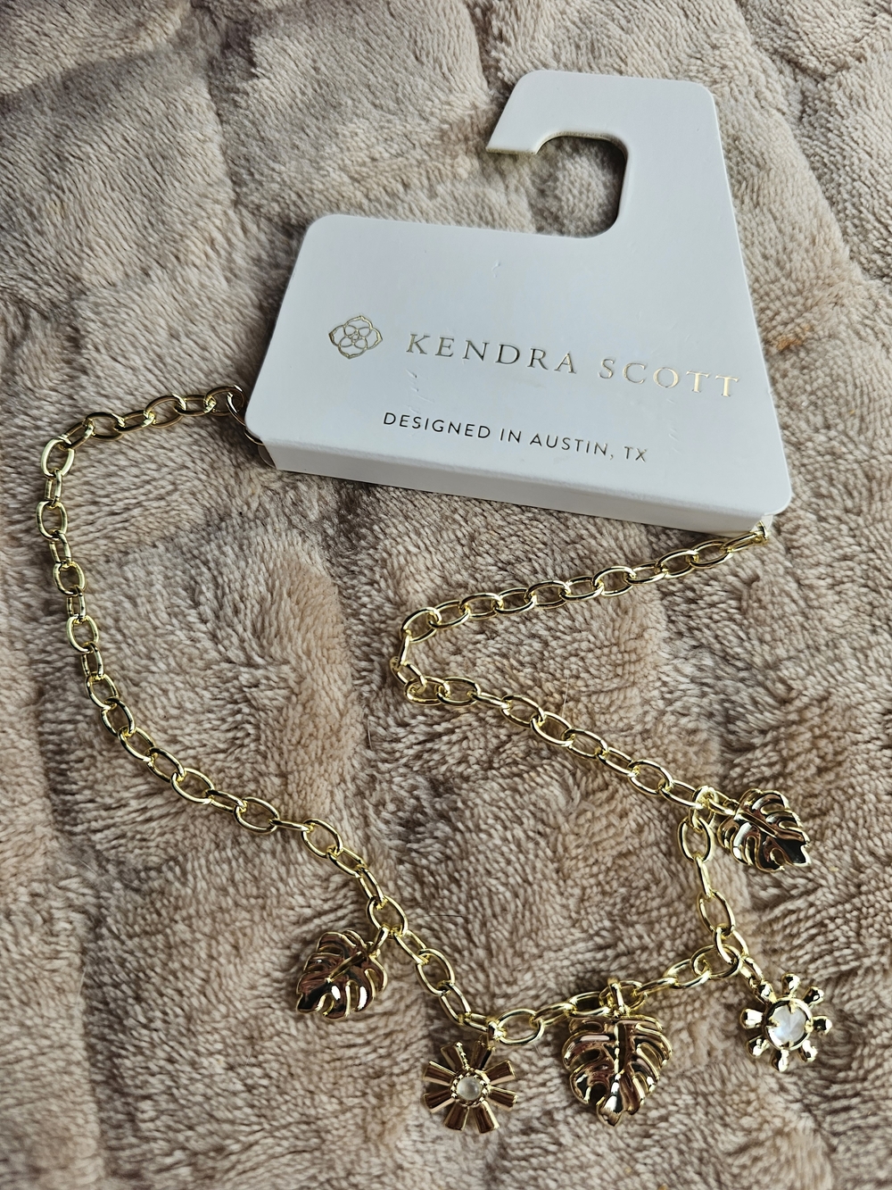 Kendra Scott Gold Tropical Leaf & Flower Charm Necklace